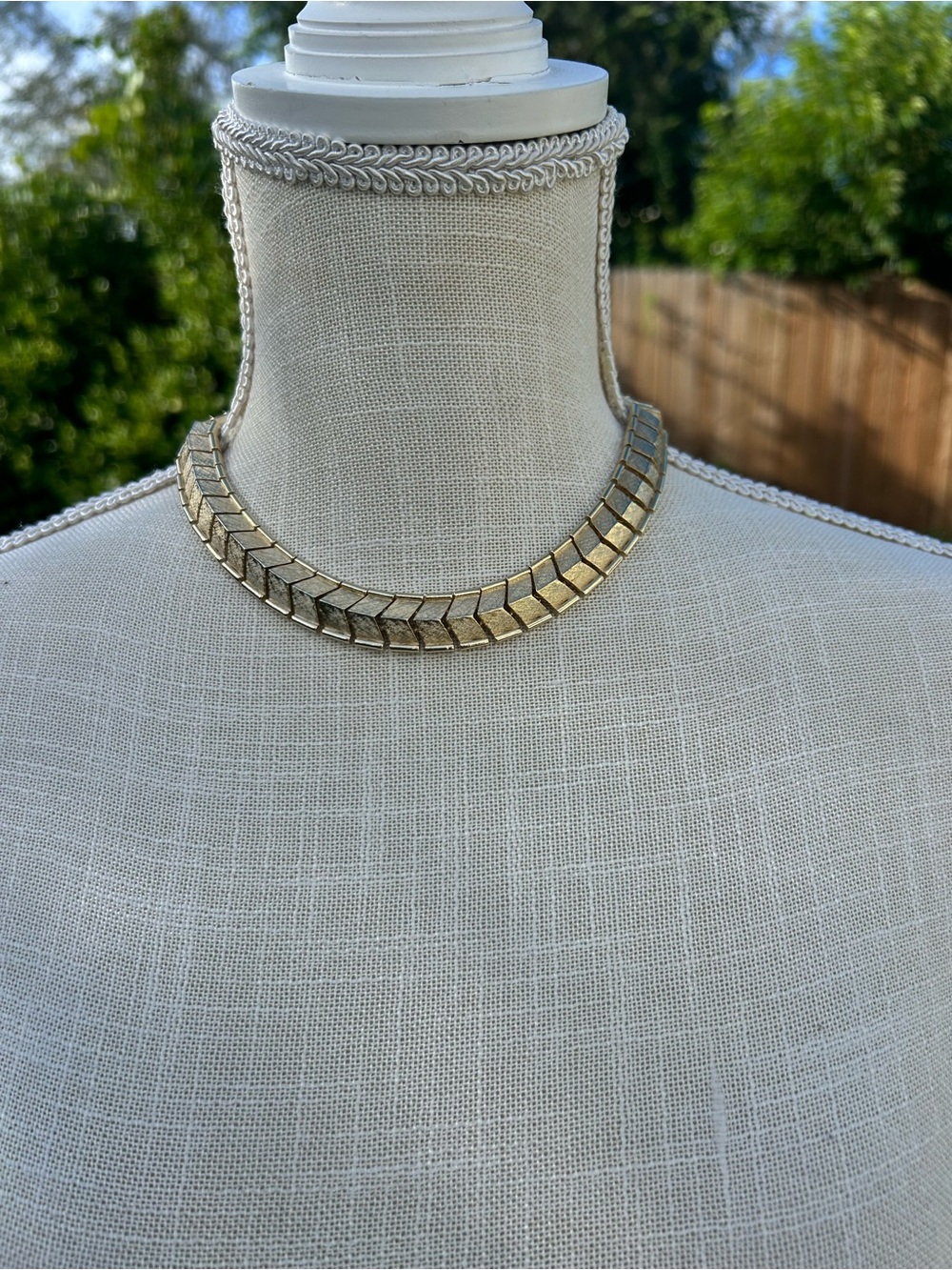 Textured Gold Chevron-Style Collar Necklace